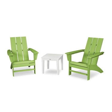 POLYWOOD Modern 3-Piece Adirondack Set - Lime / White